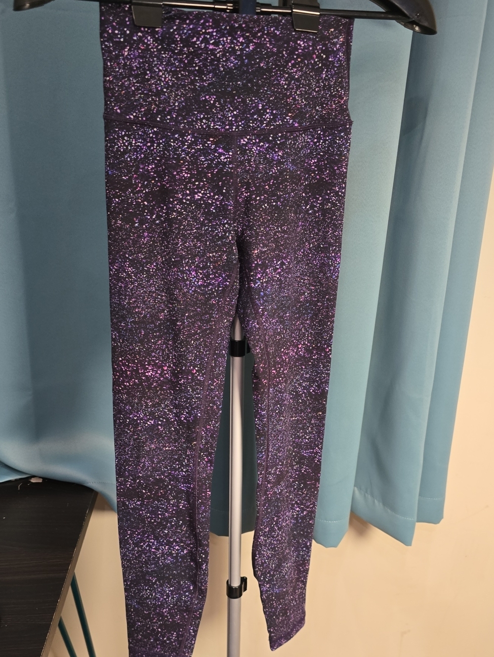 Galaxy Sparkle High-Waist Kids Leggings - Purple Print